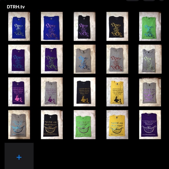 Downtherabbithole.tv, We’re all mad here TShirt, Large, Gold Glitter lettering - Picture 2 of 2